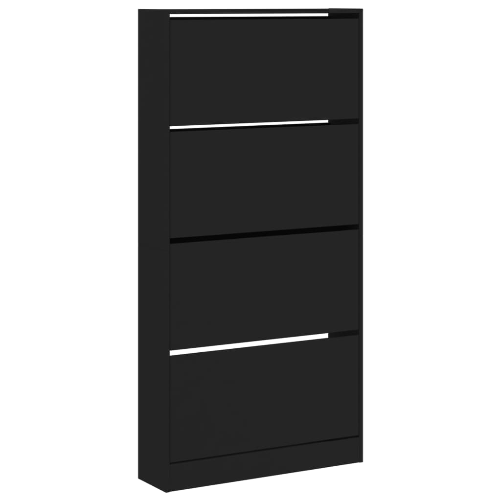 Shoe Cabinet Warm-toned Wood Tall Height 4 Compartments