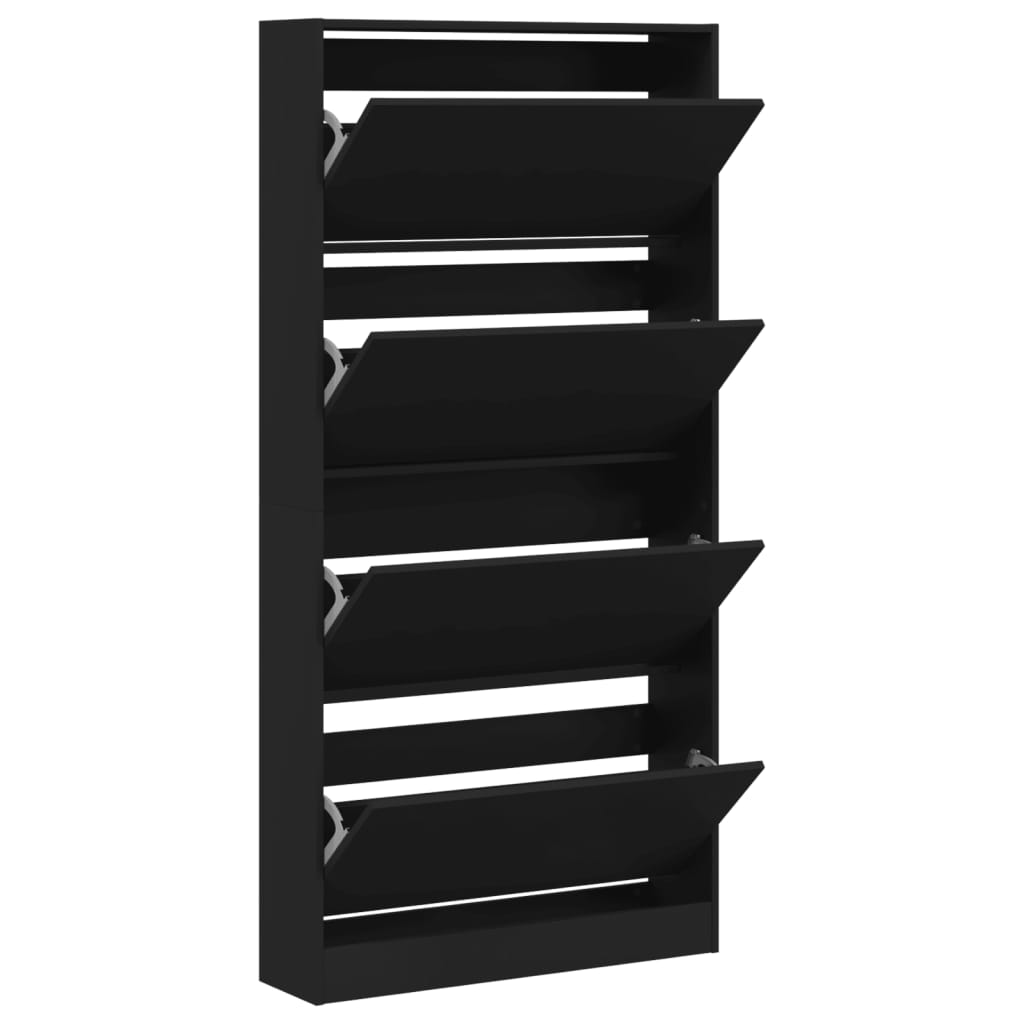 Shoe Cabinet Warm-toned Wood Tall Height 4 Compartments