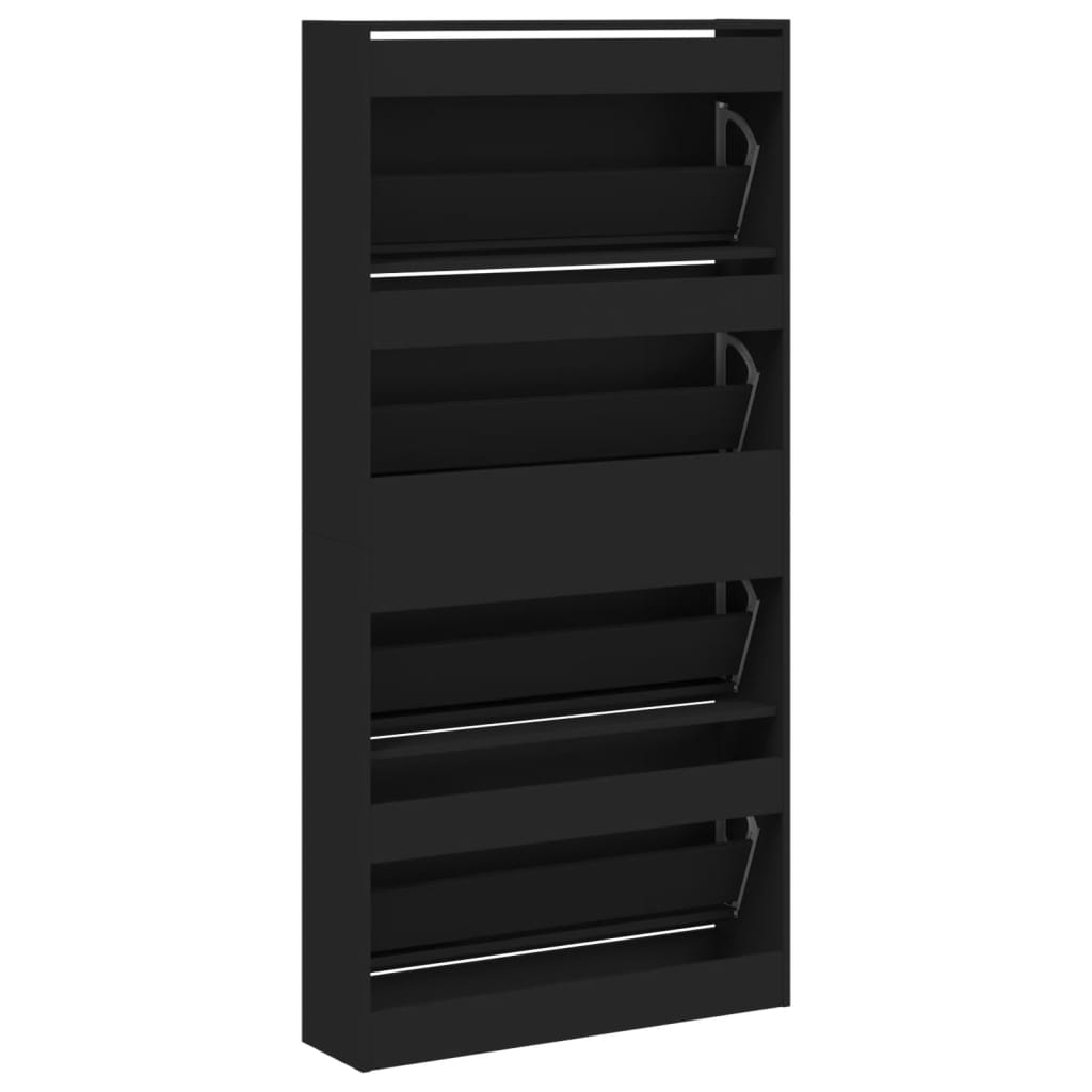 Shoe Cabinet Warm-toned Wood Tall Height 4 Compartments