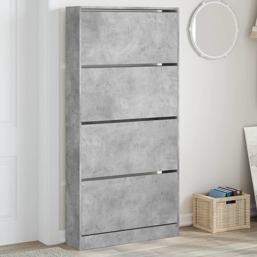 Shoe Cabinet Warm-toned Wood Tall Height 4 Compartments