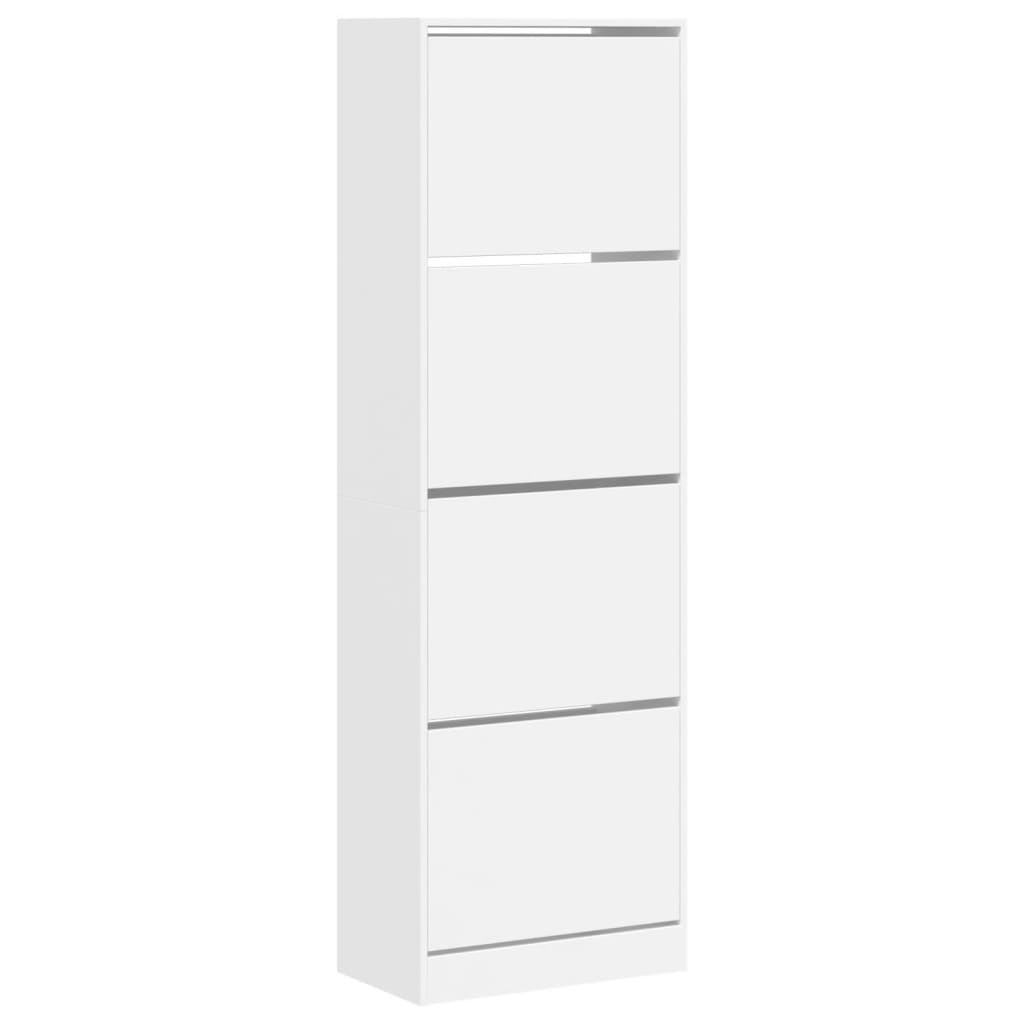 Shoe Cabinet Warm-toned Wood Tall Height 4 Compartments