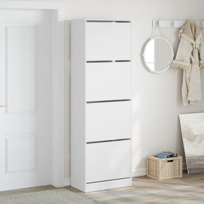 Shoe Cabinet Warm-toned Wood Tall Height 4 Compartments