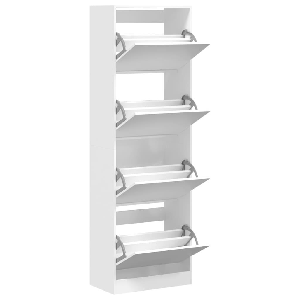 Shoe Cabinet Warm-toned Wood Tall Height 4 Compartments