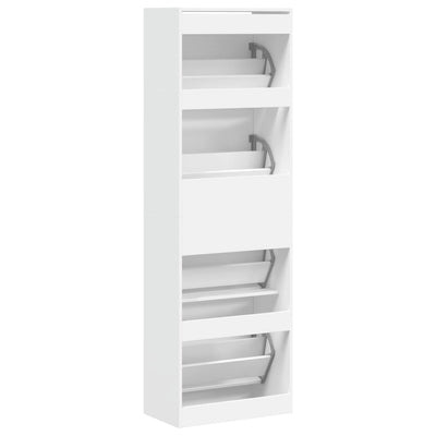 Shoe Cabinet Warm-toned Wood Tall Height 4 Compartments