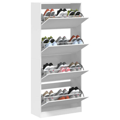 Shoe Cabinet Natural Solid Pine Tall 4 Drawers