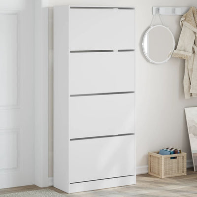 Shoe Cabinet Natural Solid Pine Tall 4 Drawers