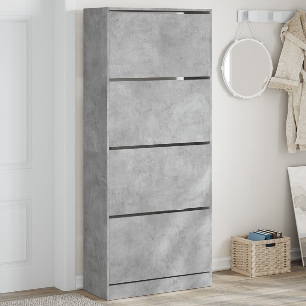 Shoe Cabinet Natural Solid Pine Tall 4 Drawers