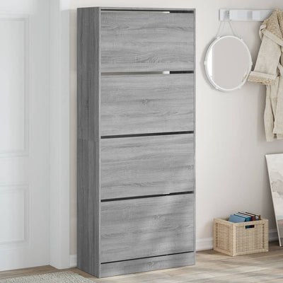 Shoe Cabinet Natural Solid Pine Tall 4 Drawers