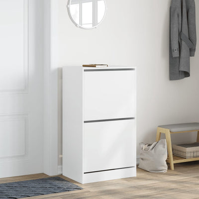 Shoe Cabinet Warm-toned Wood Medium Height 2 Compartments