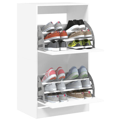 Shoe Cabinet Warm-toned Wood Medium Height 2 Compartments