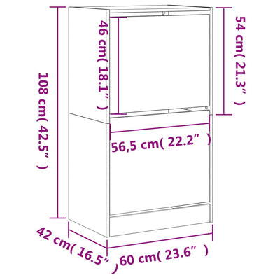 Shoe Cabinet Warm-toned Wood Medium Height 2 Compartments