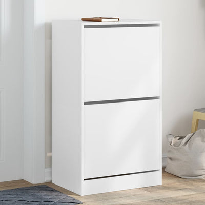 Shoe Cabinet Warm-toned Wood Medium Height 2 Compartments