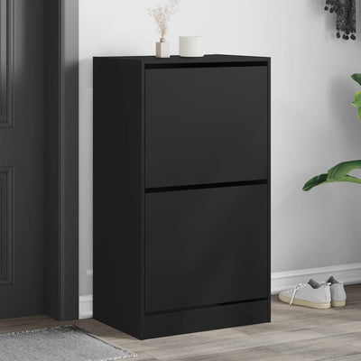 Shoe Cabinet Warm-toned Wood Medium Height 2 Compartments