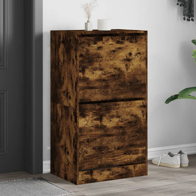 Shoe Cabinet Warm-toned Wood Medium Height 2 Compartments