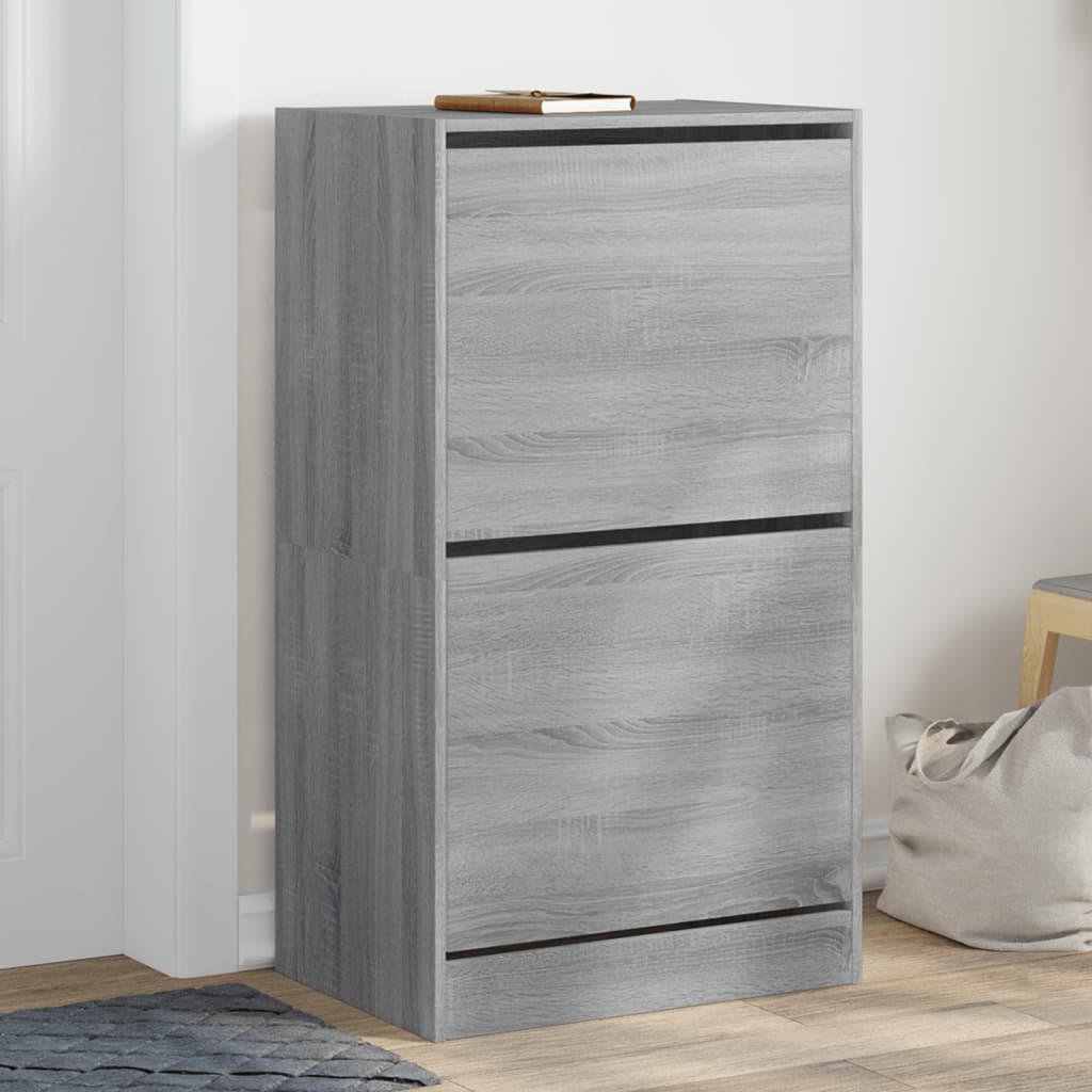 Shoe Cabinet Warm-toned Wood Medium Height 2 Compartments