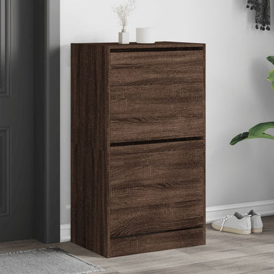 Shoe Cabinet Warm-toned Wood Medium Height 2 Compartments