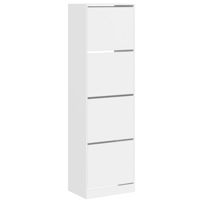 Shoe Cabinet 4-Section Smoked-Wood Tall