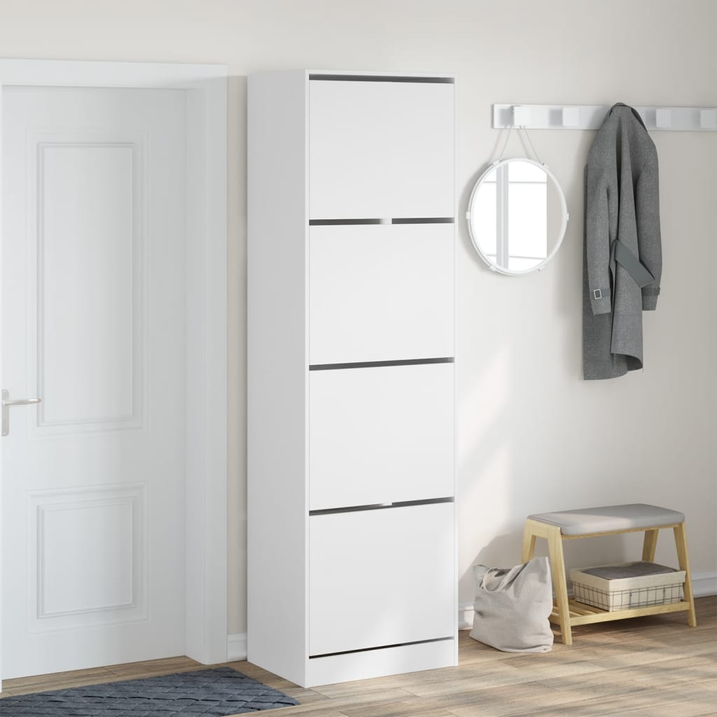 Shoe Cabinet 4-Section Smoked-Wood Tall
