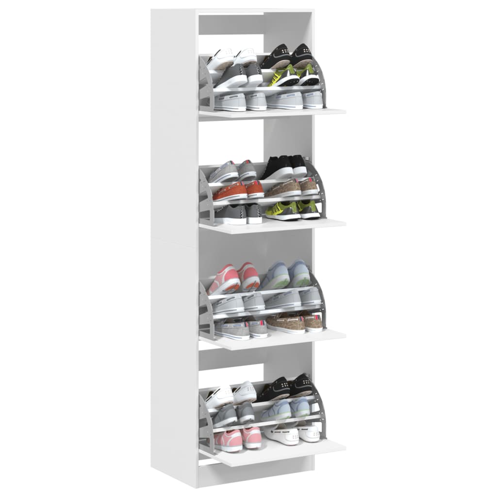 Shoe Cabinet 4-Section Smoked-Wood Tall