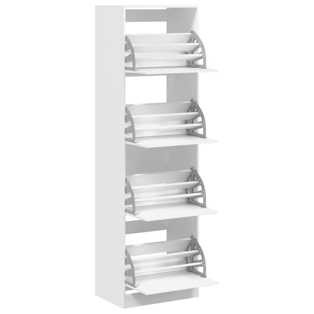 Shoe Cabinet 4-Section Smoked-Wood Tall