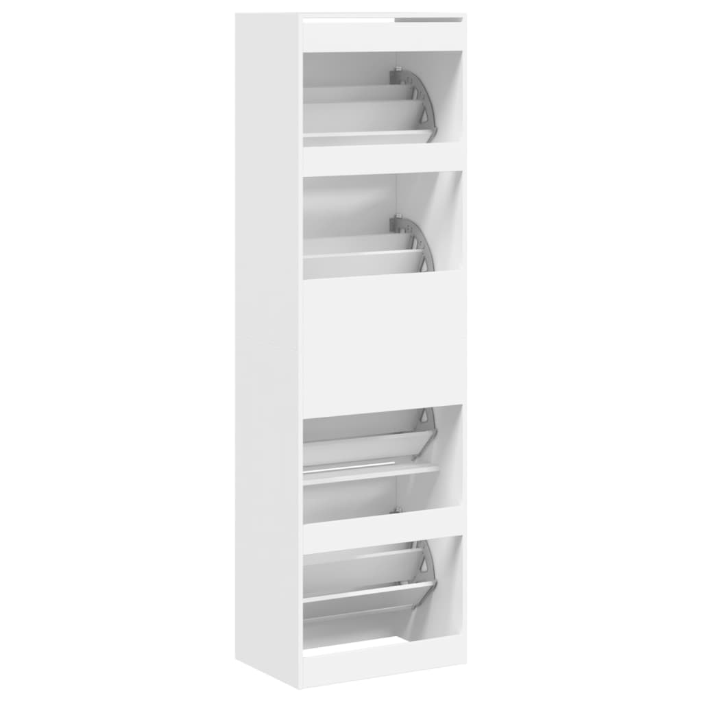 Shoe Cabinet 4-Section Smoked-Wood Tall
