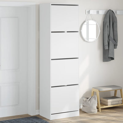 Shoe Cabinet 4-Section Smoked-Wood Tall