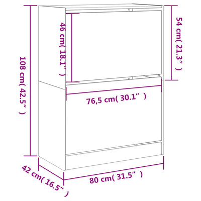 Shoe Cabinet 2-Section Smoked-Wood Medium