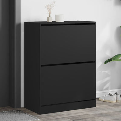 Shoe Cabinet 2-Section Smoked-Wood Medium