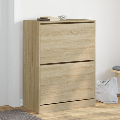 Shoe Cabinet 2-Section Smoked-Wood Medium