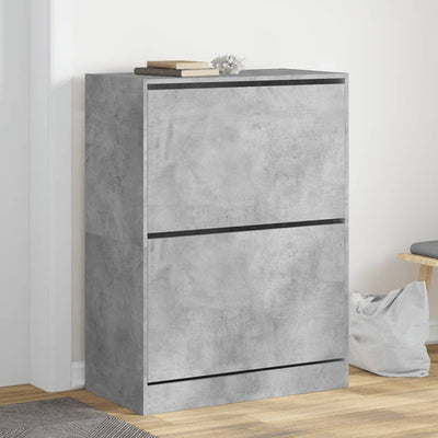 Shoe Cabinet 2-Section Smoked-Wood Medium