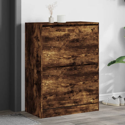 Shoe Cabinet 2-Section Smoked-Wood Medium