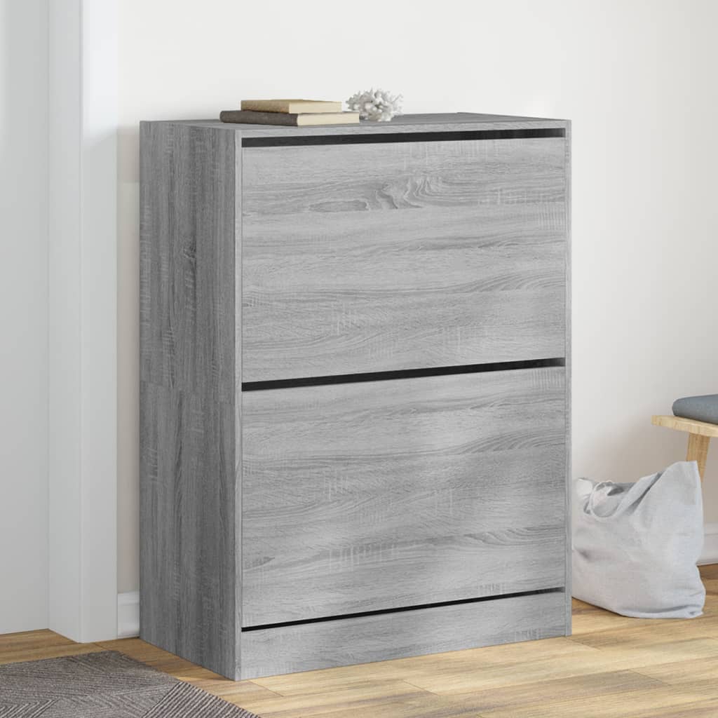 Shoe Cabinet 2-Section Smoked-Wood Medium