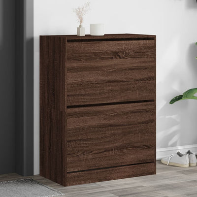 Shoe Cabinet 2-Section Smoked-Wood Medium