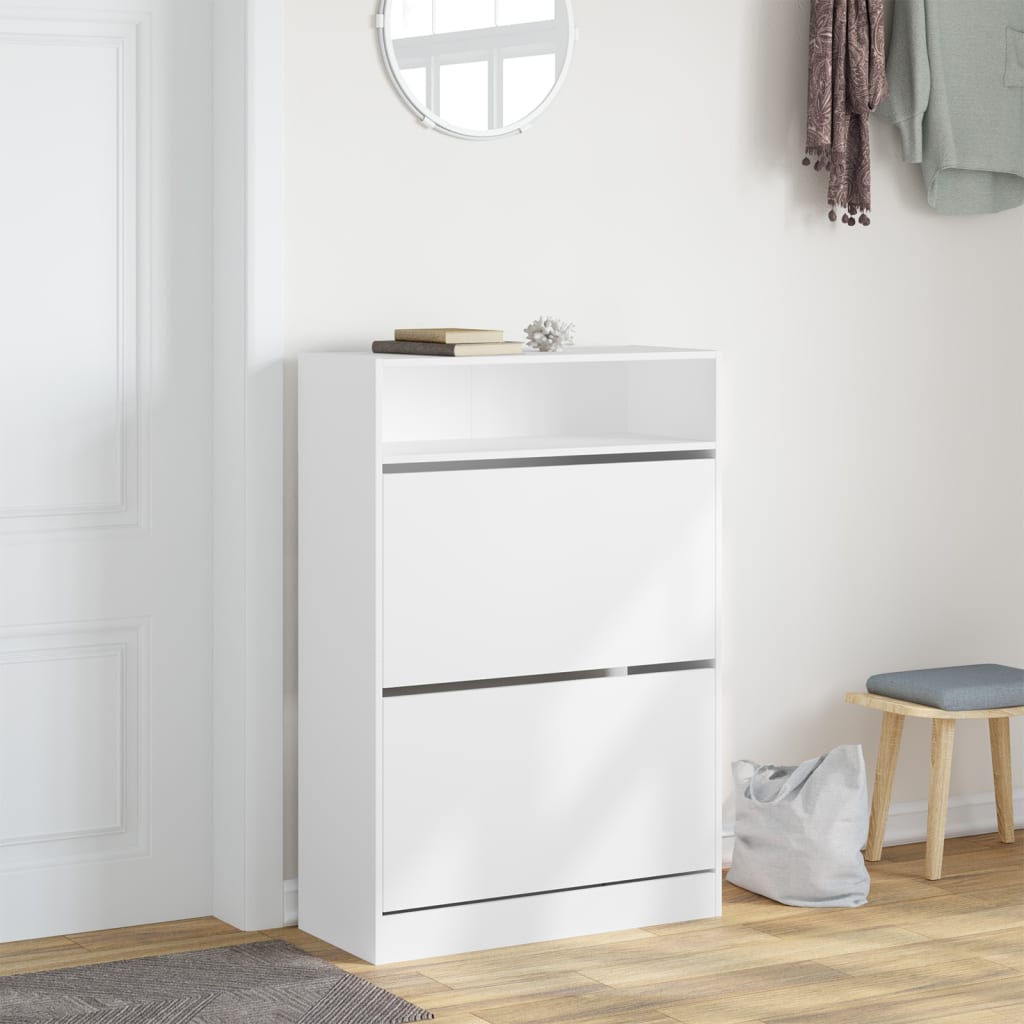 Shoe Cabinet 3-Section Smoked-Wood Medium