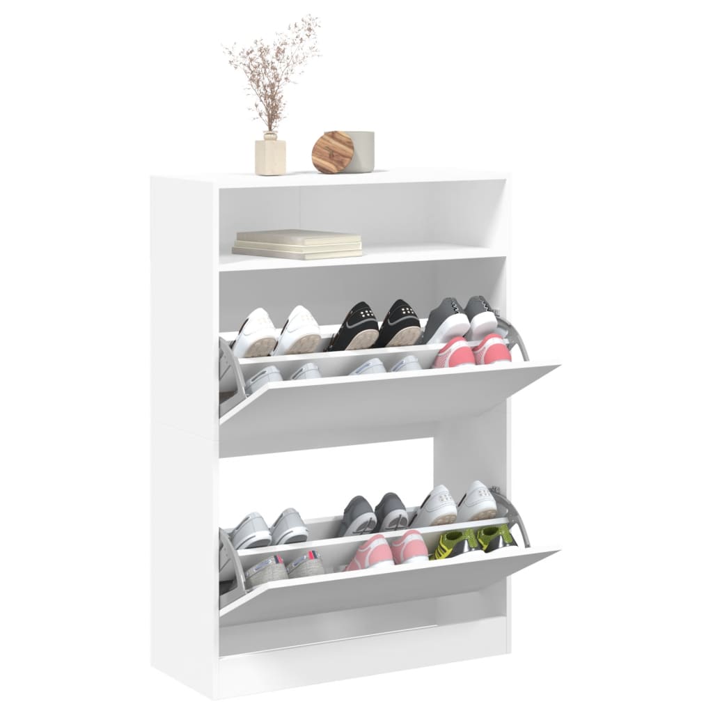 Shoe Cabinet 3-Section Smoked-Wood Medium
