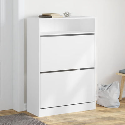 Shoe Cabinet 3-Section Smoked-Wood Medium
