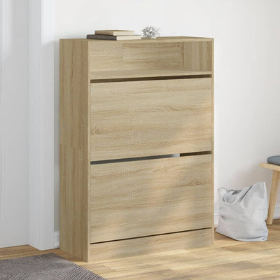 Shoe Cabinet 3-Section Smoked-Wood Medium