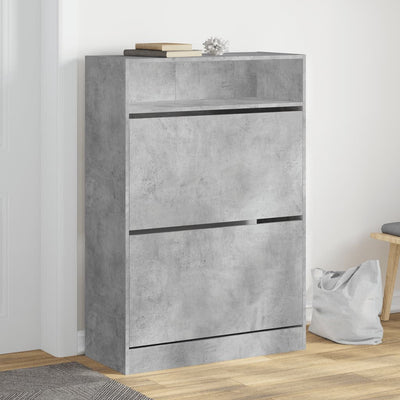 Shoe Cabinet 3-Section Smoked-Wood Medium