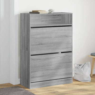 Shoe Cabinet 3-Section Smoked-Wood Medium