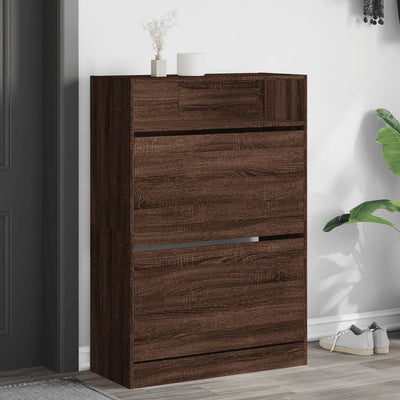 Shoe Cabinet 3-Section Smoked-Wood Medium