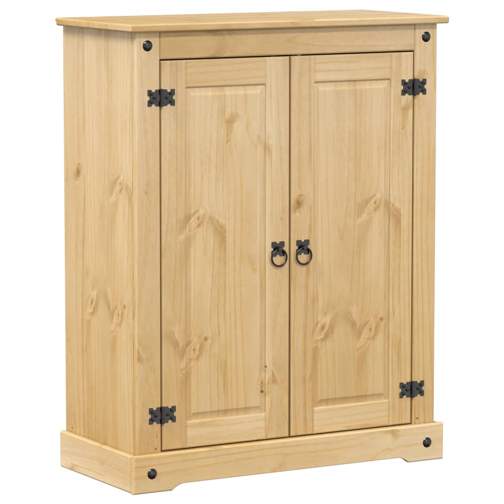 2 Cabinets Natural Pine Wood Shoe Cabinet Medium