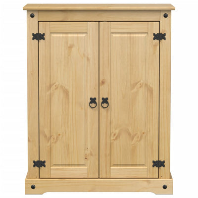 2 Cabinets Natural Pine Wood Shoe Cabinet Medium