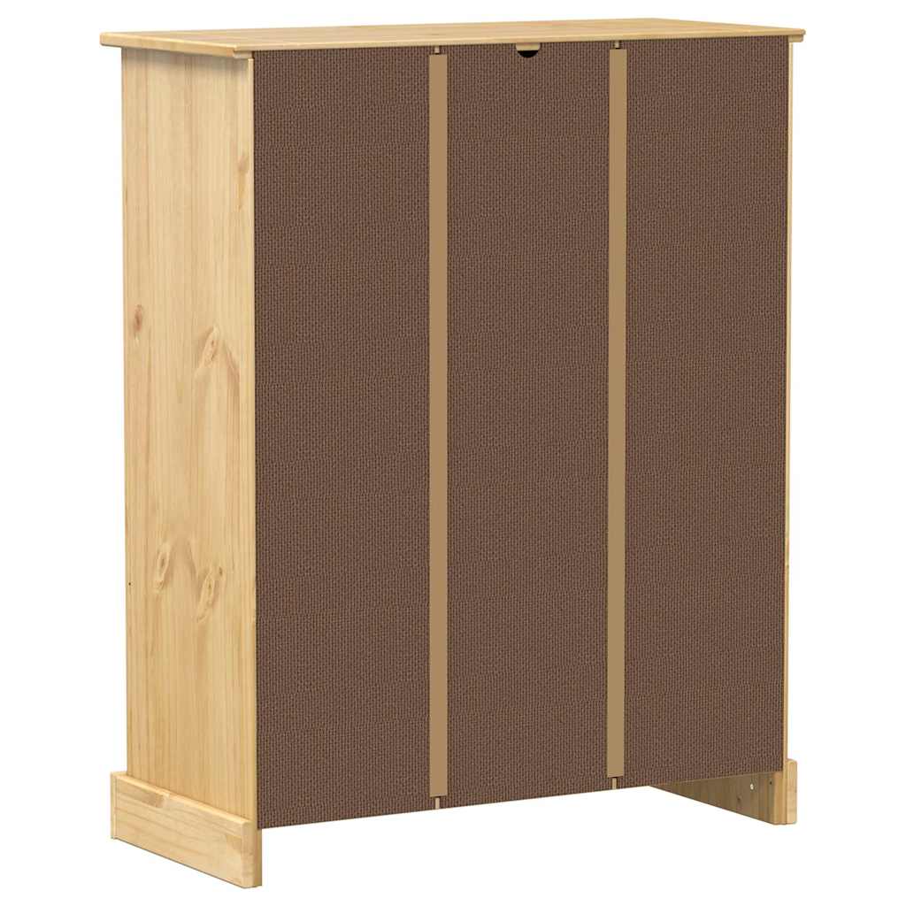 2 Cabinets Natural Pine Wood Shoe Cabinet Medium