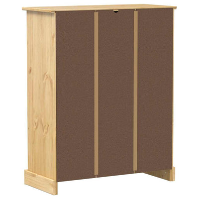 2 Cabinets Natural Pine Wood Shoe Cabinet Medium