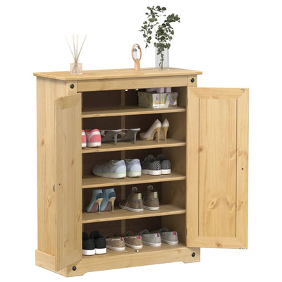 2 Cabinets Natural Pine Wood Shoe Cabinet Medium
