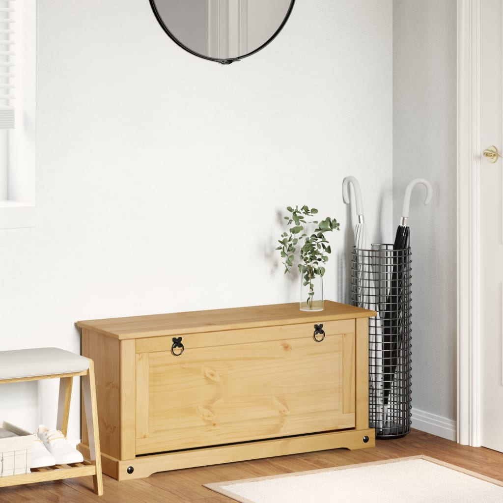 1 Drawer Natural Pine Wood Shoe Cabinet Small