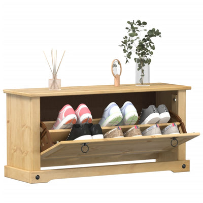 1 Drawer Natural Pine Wood Shoe Cabinet Small
