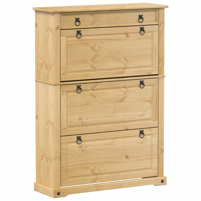 4 Drawers Natural Pine Wood Shoe Cabinet Large