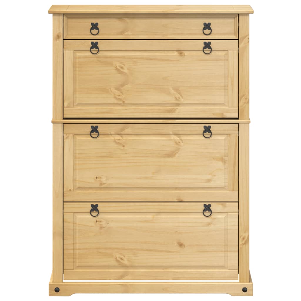 4 Drawers Natural Pine Wood Shoe Cabinet Large