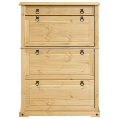 4 Drawers Natural Pine Wood Shoe Cabinet Large